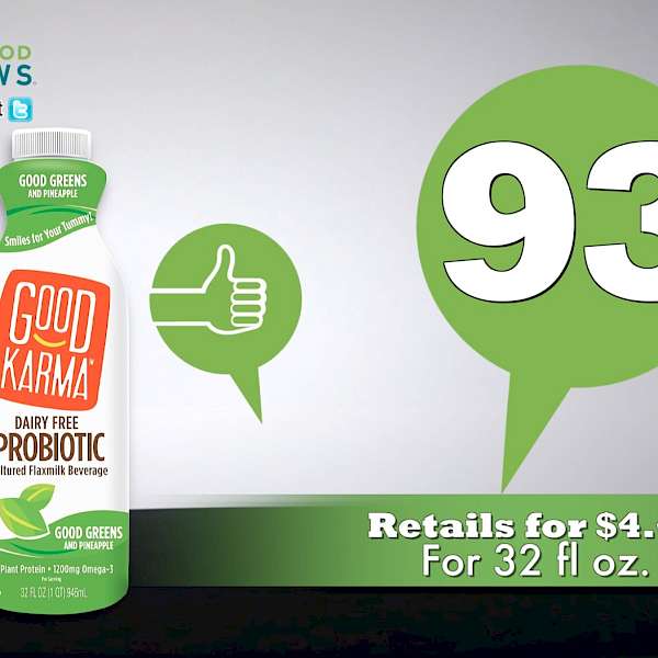 Good Karma Foods Non-Dairy Probiotic Cultured Flaxmilk Beverage Good Greens and Pineapple is a HIT!