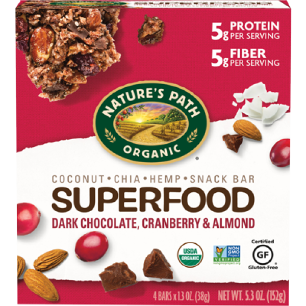 Nature's Path Superfood Snack Bar Dark Chocolate, Cranberry & Almond