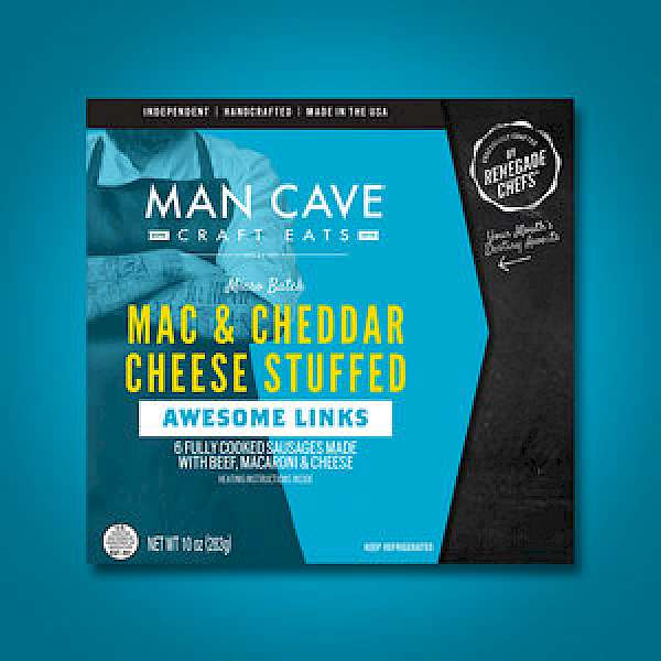 Man Cave Craft Eats Awesome Links Mac & Cheddar Cheese Stuffed Sausages