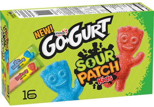 Yoplait Go-Gurt Sour Patch Kids Blue & Red Raspberry Low Fat Yogurt Tubes