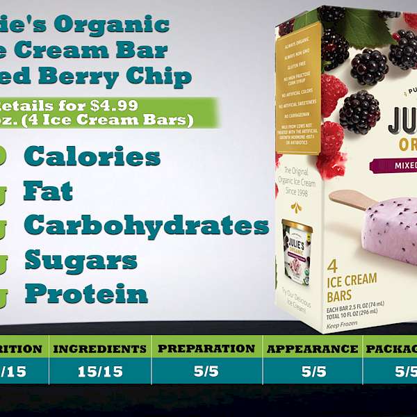 Julie's Organic Ice Cream Bar Mixed Berry Chip
