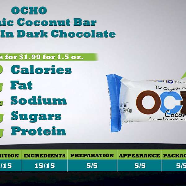 OCHO Organic Coconut Bar Covered In Dark Chocolate