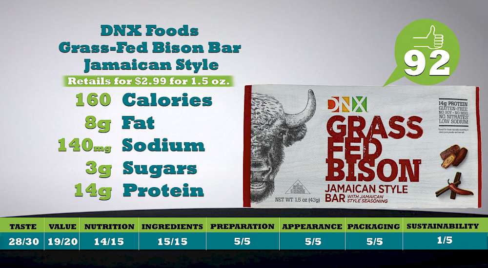 DNX Foods Grass-Fed Bison Bar Jamaican Style