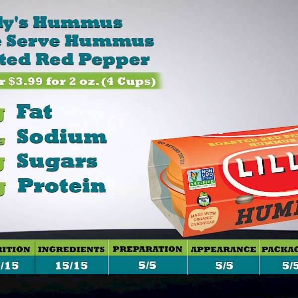 Lilly's Hummus Single Serve Hummus Roasted Red Pepper