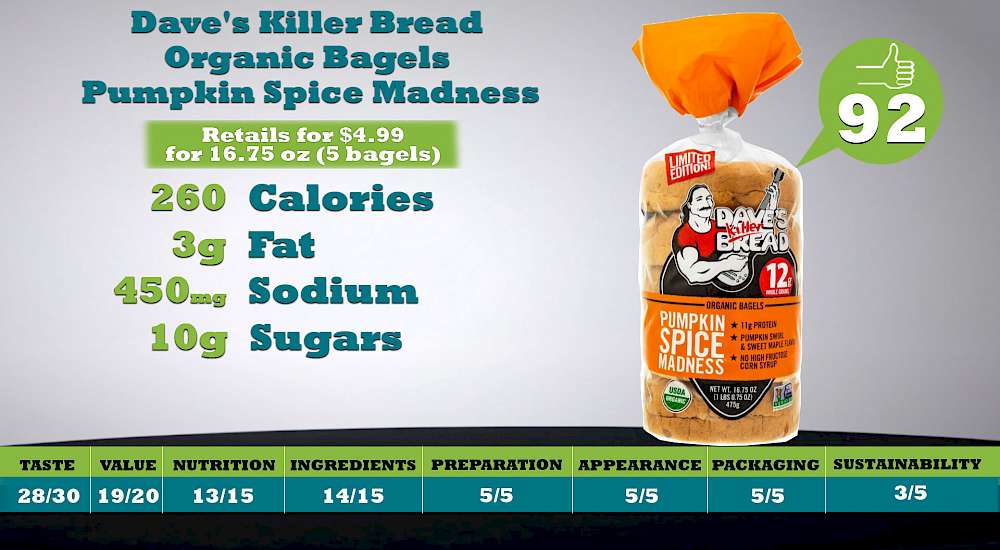 Dave's Killer Bread Organic Bagels Pumpkin Spice Madness