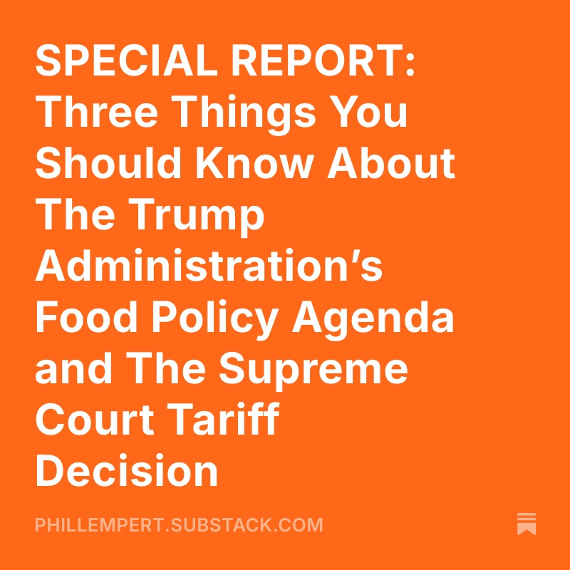 SPECIAL REPORT The Trump Administration’s Food Policy Agenda and The Supreme Court Tariff Decision