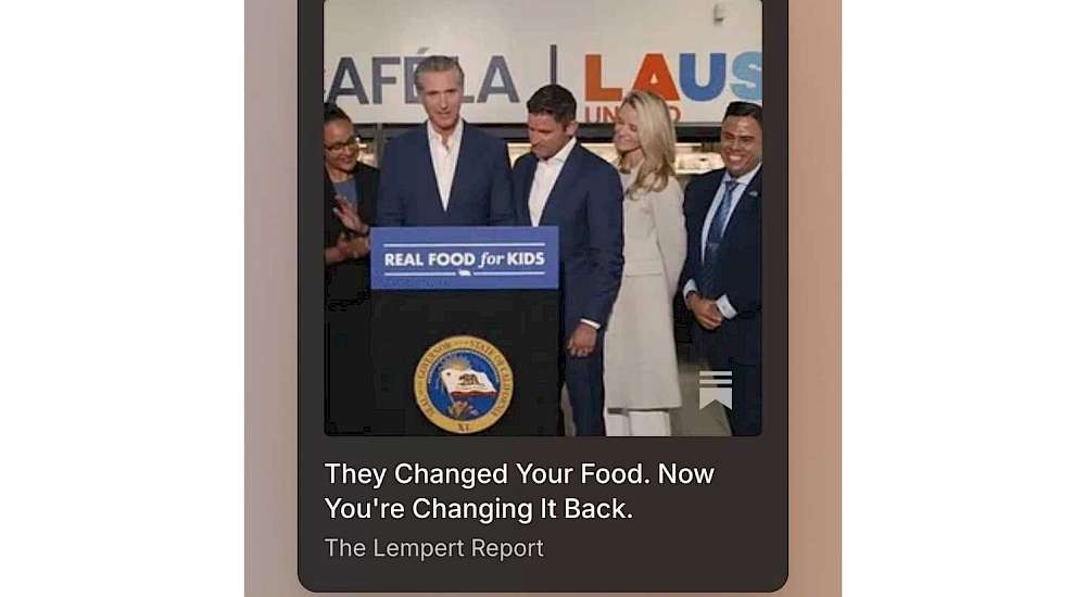 THE LEMPERT REPORT They Changed Your Food. Now You're Changing It Back.