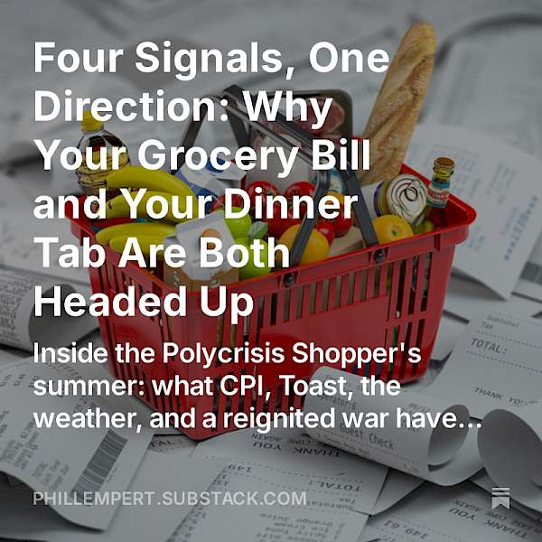 Tuesday’s CPI print, a fresh read on restaurant menus, a stressed growing season, and a war that refuses to stay resolved — put them side by side and they tell the same story.